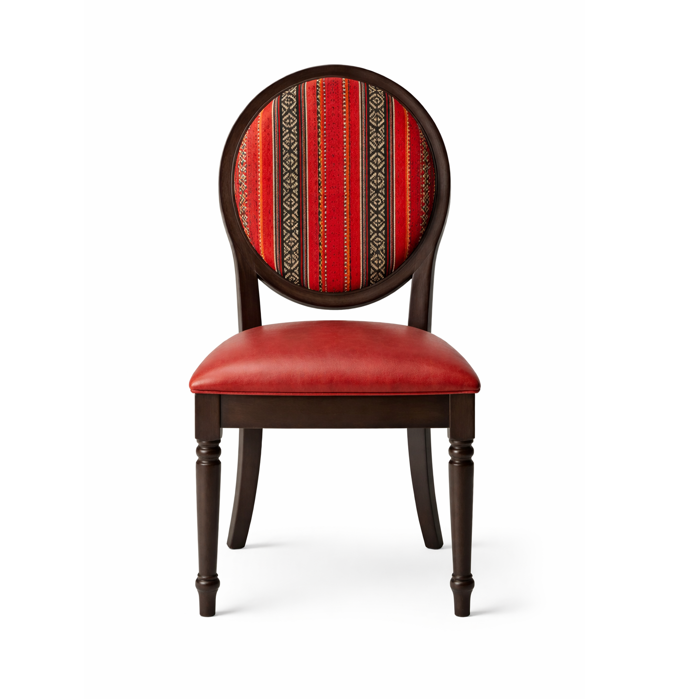 wooden upholstered dining chair front view