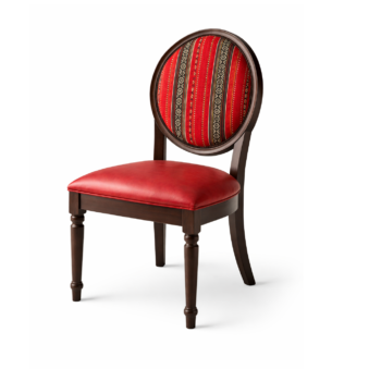 wooden upholstered dining chair side angle